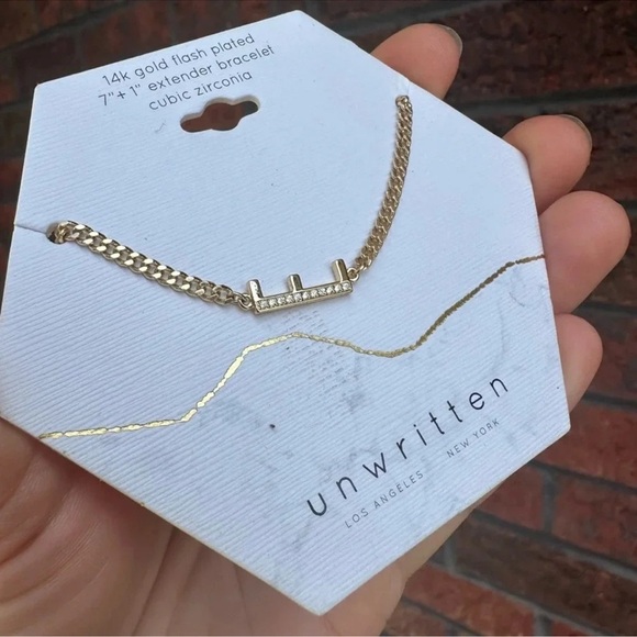 E Initial Gold Crystal Bracelet&Necklace Set - Picture 4 of 8